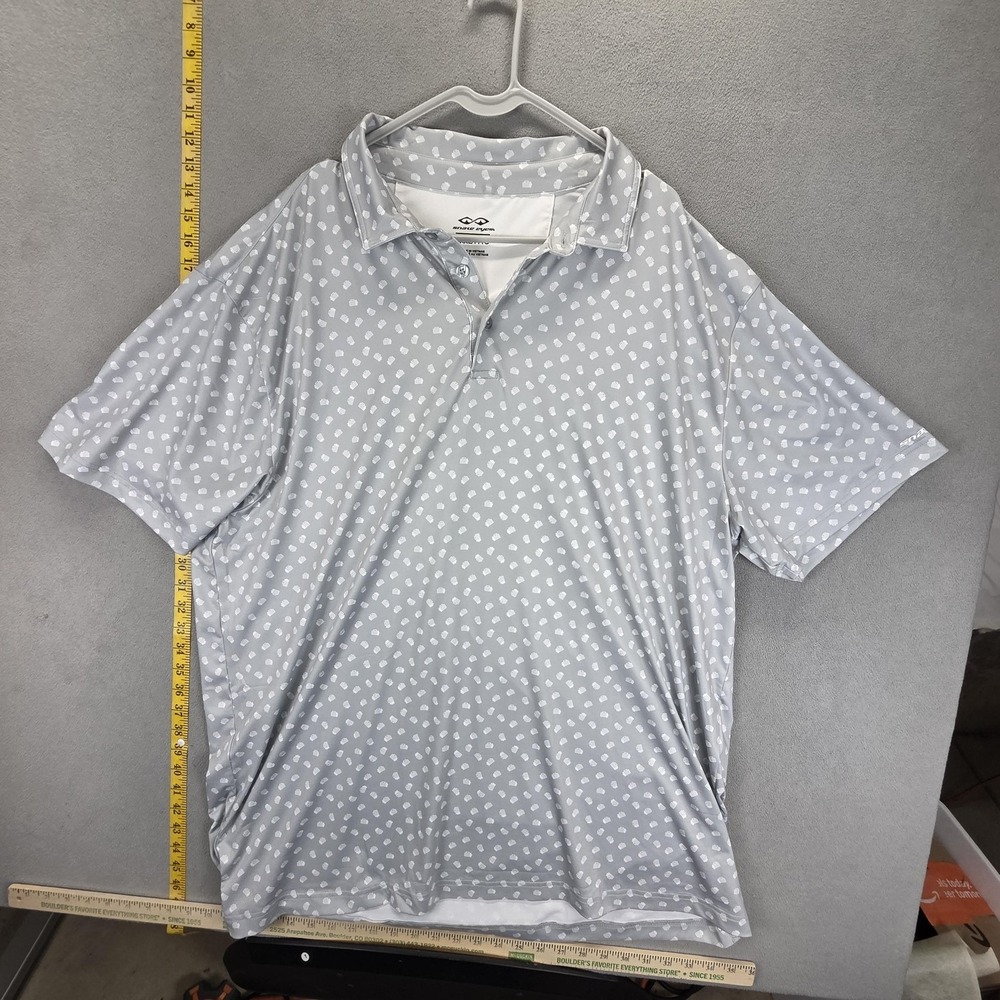 Snake Eyes Polo Shirt Mens 3XL Gray Beer Mug Print Performance Golf Stretch